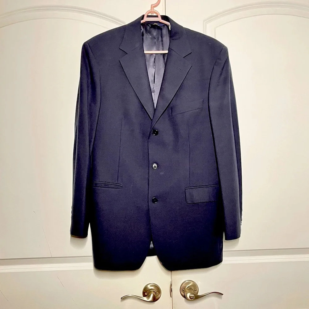 Brooks Brothers Navy wool 3 button Mens jacket blazer size 40 Regular